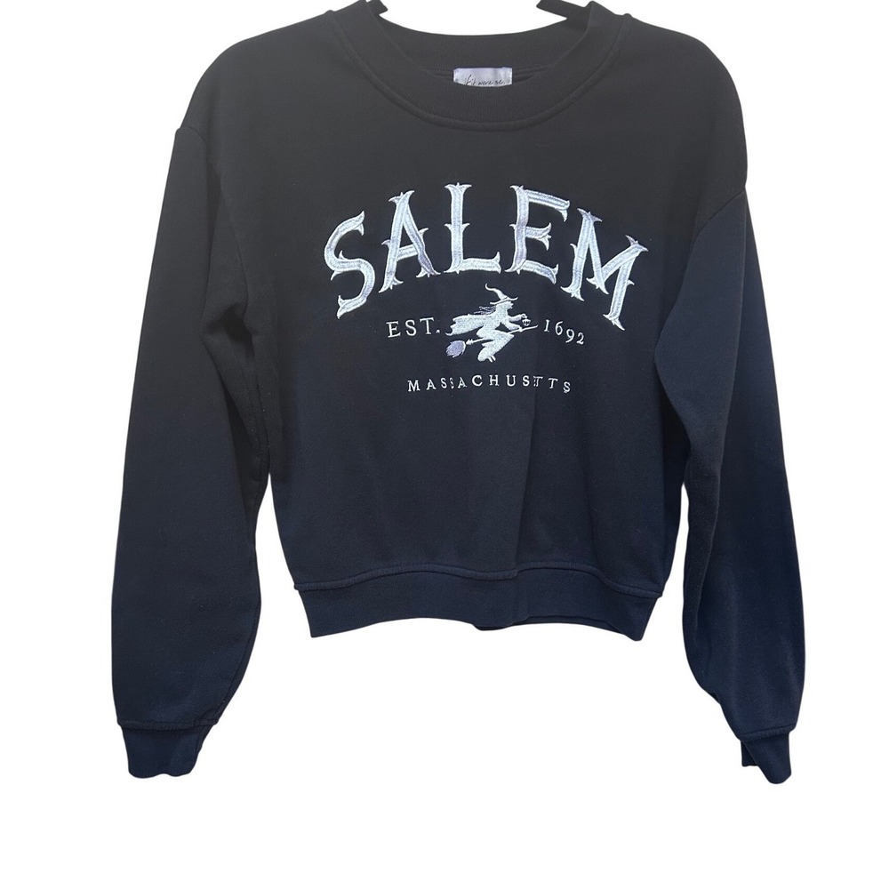 If It Were Me Salem Massachusetts Witch Embroidered Sweatshirt Black Small